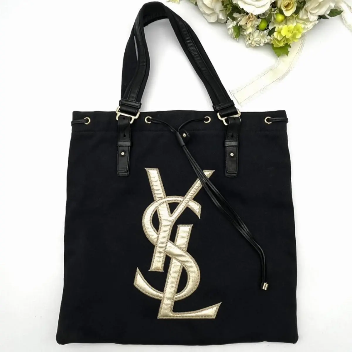 Pre-owned Yves Saint Laurent As Shown Tote Bags YSL Canvas Large Monogram Tote Bag ys3113cc