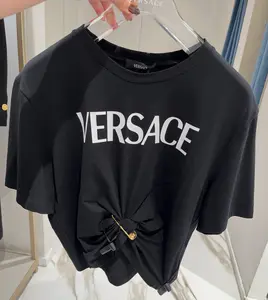 BRAND NEW VERSACE Logo Crop T-shirt Black