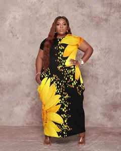 Oversize Tshirt Dress Plus Size Short Sleeve Maxi Dress with Pockets