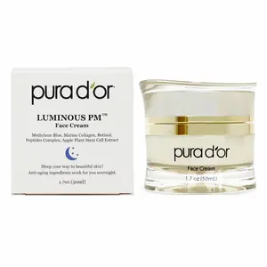 PURA D'OR Luminous PM Face Cream 1.7oz (50ml) – Retinol Night Cream with Hyaluronic Acid, Marine Collagen & Niacinamide for Anti Aging, Firming, Hydrating & Glowing Skin