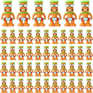Qunclay 50 Pcs Mini Tiki Statue Figurines Hawaiian Tiki Bar Party Decorations 1.69 Inch Summer Figurines Table Centerpieces for Hawaii Luau Aloha Party Gifts