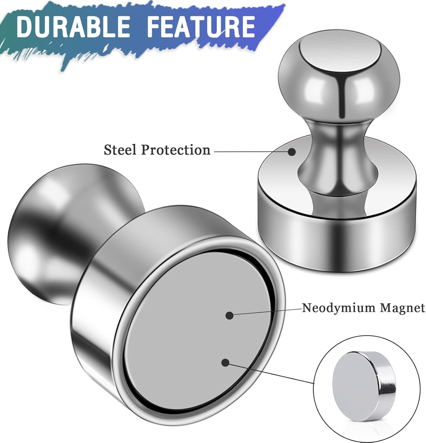 Durable Strong Magnetic Push Pins Brushed Nickel Thumbtack Magnets for Refrigerator Whiteboard Locker School Classroom Home Office Bulletin Board Organizing Tool Durable Strong Magnetic Push Pins Brushed Nickel Thumbtack Magnets for Refrigerator Whiteboard Locker School Classroom Home Office Bulletin Board Organizing Tool