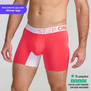 Step One Men's Trunk - Strawberry Feelz, Anti-Chafe, Breathable Bamboo Fabric, UltraGlyde Panels, Hidden Elastic Pouch, Premium Underwear, Athletic Daily wear
