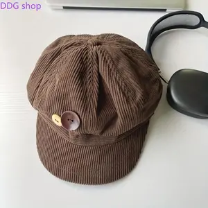 Unisex Vintage Octagonal Beret - Japanese Style Button-Top Baker Boy Newsboy Cap, Soft Flannel Artist Hat, Lightweight Comfortable Fall Streetwear Hat for Women, Travel & Photoshoot Outfits, Hats For Women
