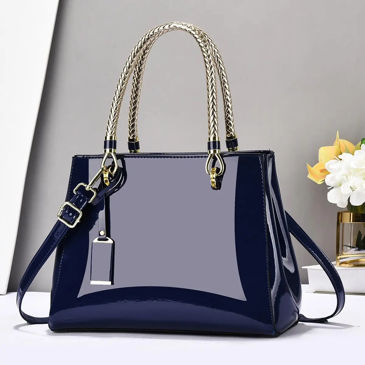 Glossy Patent Leather Handbag