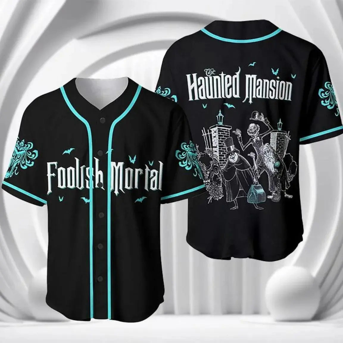 Retro Haunted Mansion Baseball Jersey – Vintage Spooky Theme Fan Jersey, Halloween Ghost Style Baseball Shirt