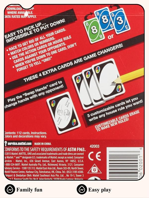 UNO Color & Number Matching Card Game for 2-10 Players