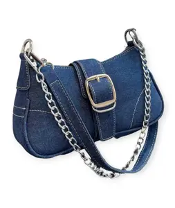 DENIM SHOULDER PURSE (DEEP BLUE)