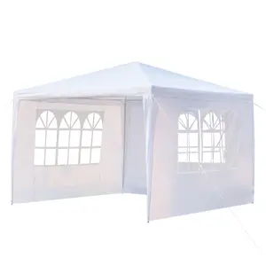 3 x 3m Three Sides Waterproof Tent with Spiral Tubes White Outdoor Canopy Shelter Portable Sunshade Shelter