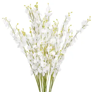 REGALWOVEN 10 Pcs Artificial Orchids Flowers Fake Dancing Lady Orchid Real Touch for Home Wedding Office Party Decoration 36.6" White