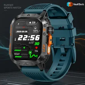 HT46 Outdoor Smart Watch Bluetooth Calling Heart Rate Sleep Blood Oxygen Monitor LED Light for Cycling Hiking Camping
