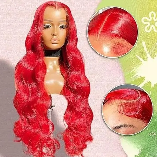 Red Body Wave Lace Front Wigs Human Hair Pre Plucked 180% Density Red Wig Human Hair 13x6 HD Frontal Wig Colored Wigs Human Hair Glueless Wigs For Women 20 Inch