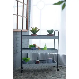 Homestead Galvanized Shelf Display 3 Tier - Metallic Gray