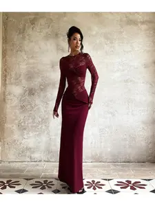 Elegant Long Sleeve Lace Dress, Women's Stylish Evening Gown, Perfect for Parties and Special Occasions, Comfortable and Chic Design