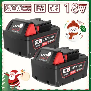 2Packs 18V 8.0Ah Replacement for Milwaukee M-18 Battery Compatible with Milwaukee Battery 48-11-1865, 48-11-1850 and Cordless Tools Lithium Ion