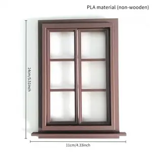 1:12 scale mini vintage window model, suitable for dollhouses, featuring operable double sliding grille windows, made of PLA material (non-wood) - perfect for dollhouse decoration, projects, and creating a realistic miniature world! An ideal birthday gift