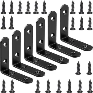 6 count Black L Bracket Corner Braces Stainless Steel 65x65mm Heavy Duty Shelf Bracket for , Shelves, 90  Support Joint Right Angle Brackets