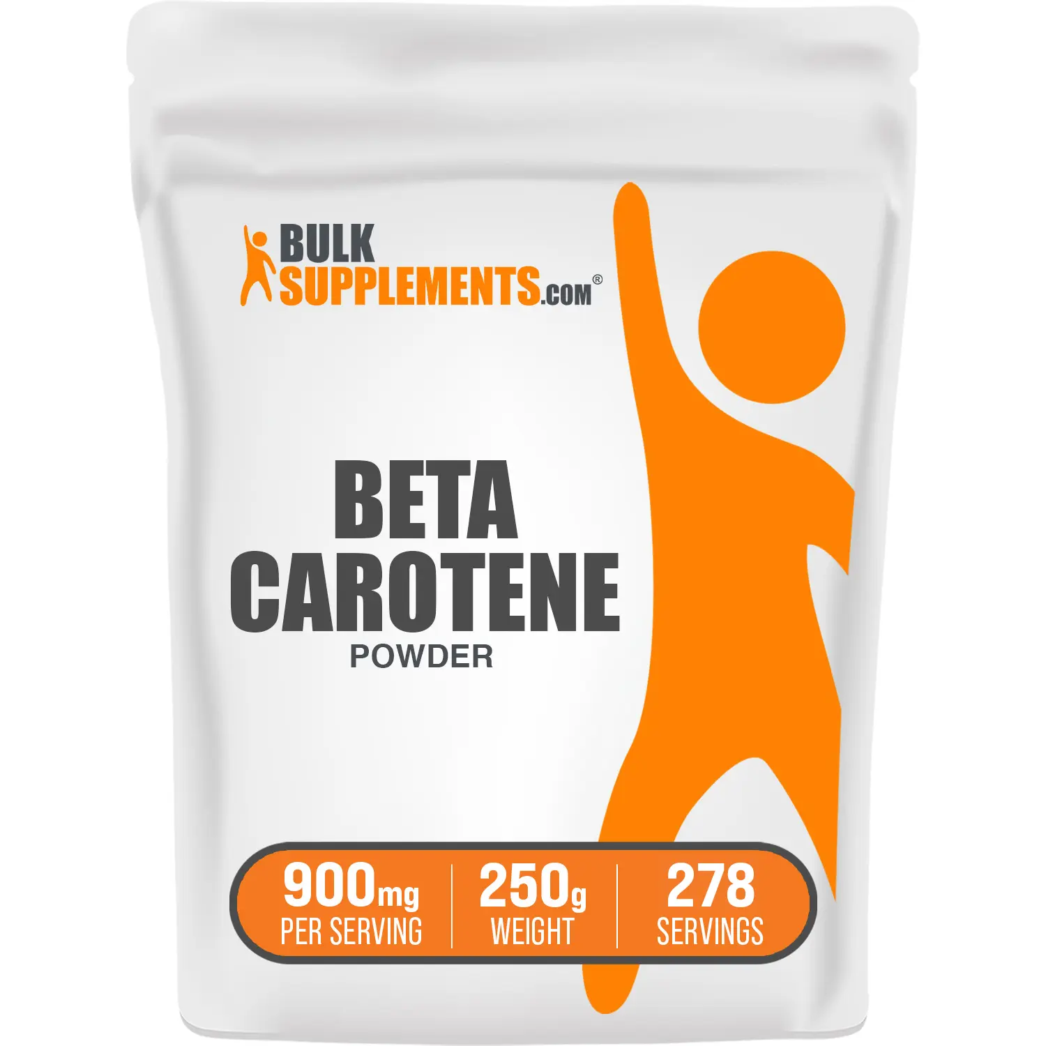 BulkSupplements Beta Carotene 1% Powder - Edible - Vitamins and Minerals - Eye Health - Skincare Supplements - 250g - 900mg per Serving
