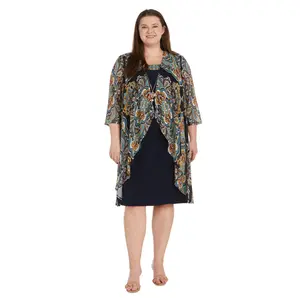 R&M Richards 1567W Short Mother of the Bride Plus Size Jacket Dress