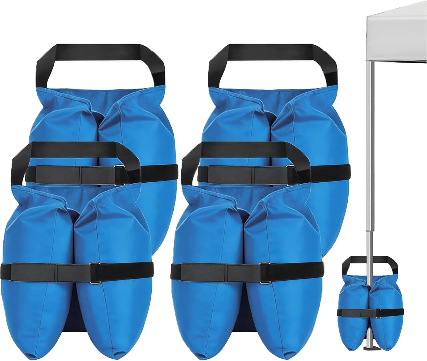 140 LBS Canopy Weights Sand Bags Set of 4, Heavy Duty 420D Oxford Tent Weights, Three-Compartment Sand Bags for Canopy Legs, Pop Up Canopy, Beach Umbrella, Gazebo (Blue)