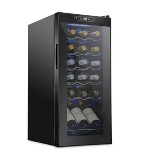 Schmecke 18 Bottle Compressor Wine Cooler Refrigerator | Large Freestanding Wine Cellar | 41f-64f Digital Temperature Control Wine Fridge For Red, White, Champagne or Sparkling Wine - Black
