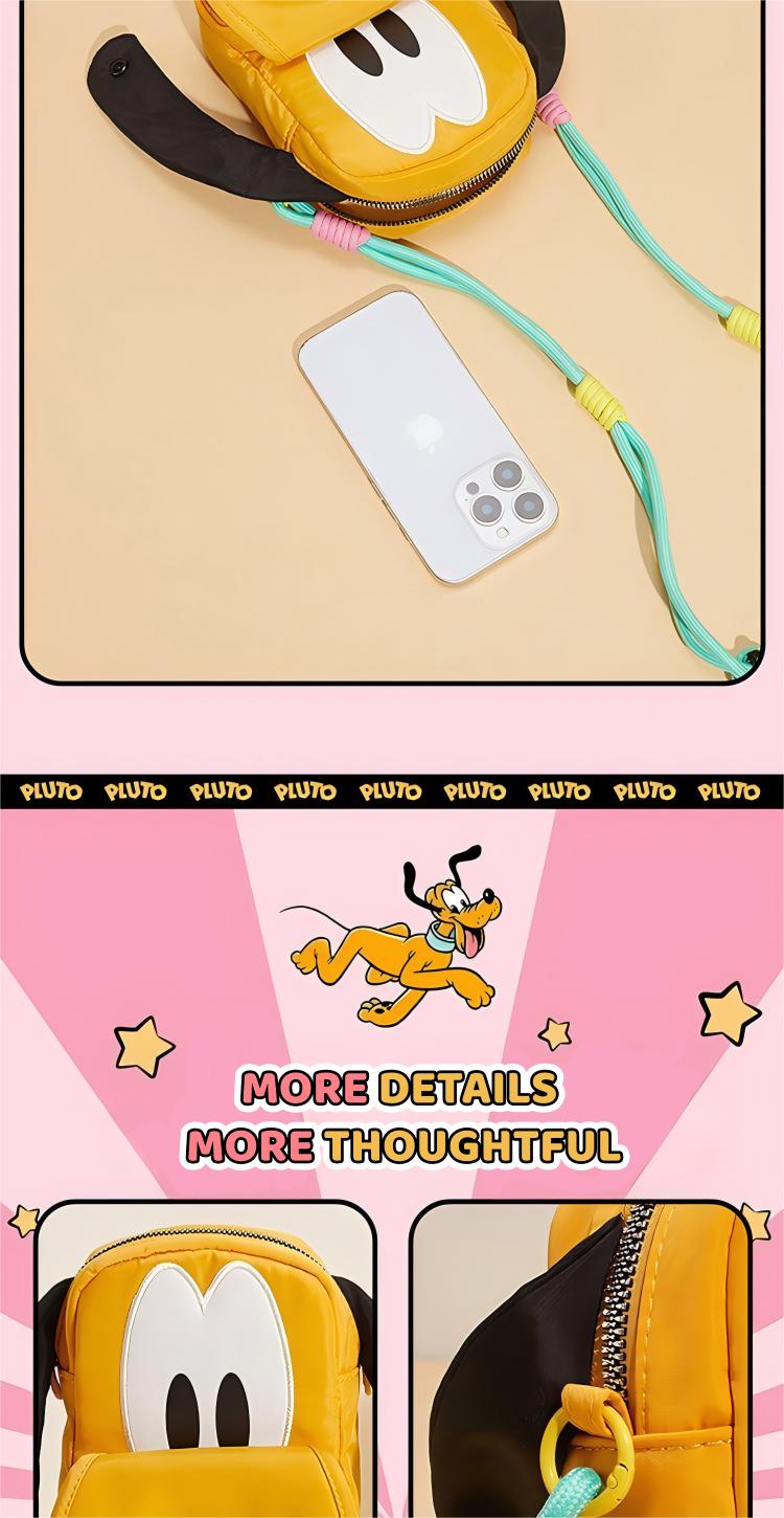 Disney Pluto 95th Anniversary Ear Design Handbag Crossbody Bag Cute & Stylish Disney Character Versatile Adjustable Stripe Handbag Holiday Halloween Christmas Gift for Kids Outdoor Valentine Gift for Girlfriends