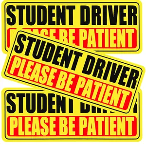 Student Driver Magnet for Car, 3 Pack Please Be Patient New Student Driver Sticker Safety Warning Reflective Signs, Reusable Magnetic Reflective Rookie Drivers Bumper Sticker
