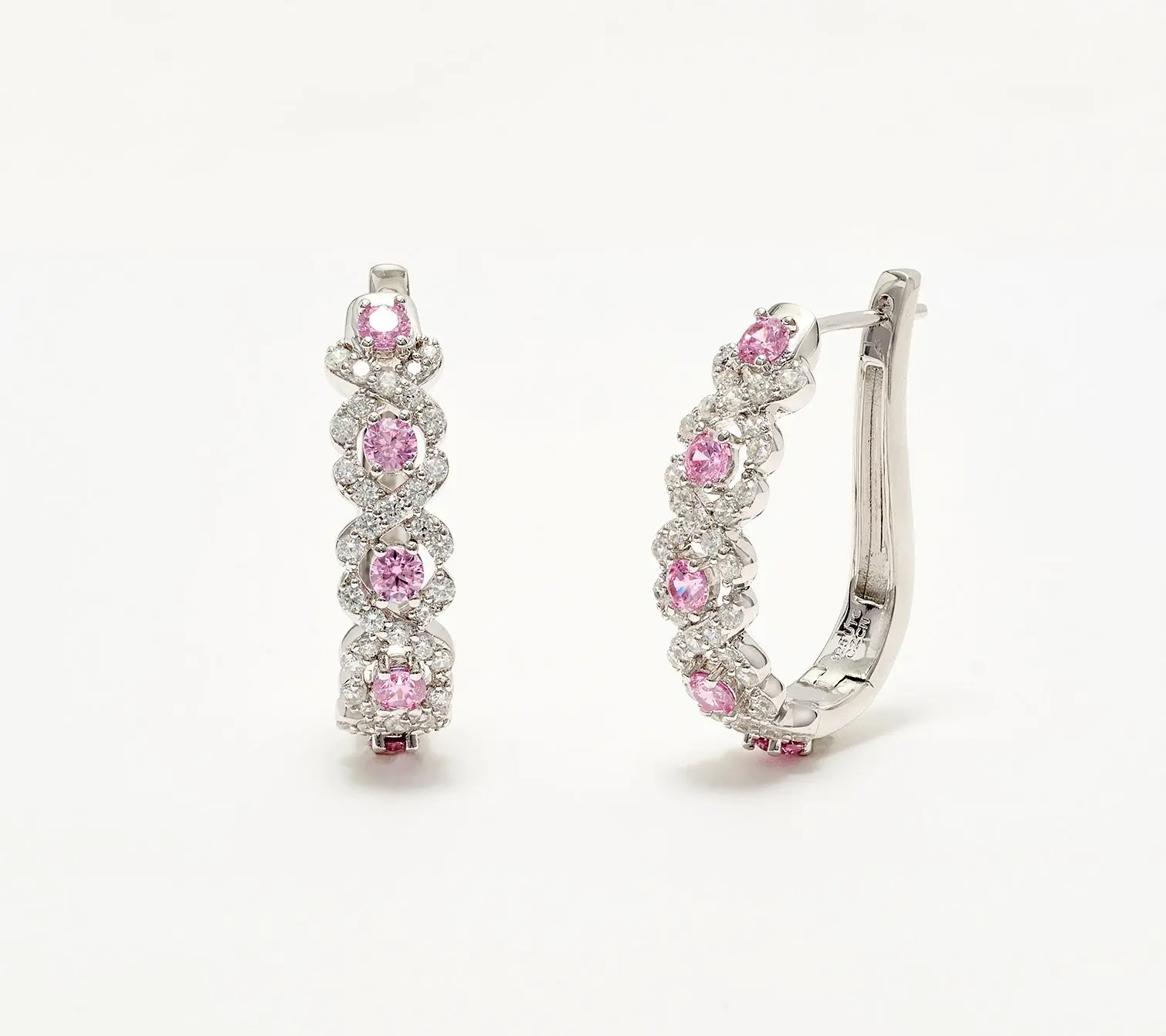 Diamonique x Kathy Levine Blushing Beauty Omega Back Earrings, Sterl