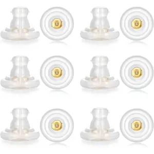12pcs Big Silicone Earring Backs Replacements, 18K Gold Plated Earring Backs Replacements for Studs Heavy Droopy Earrings Hypoallergenice No-Irritate Secure Gold