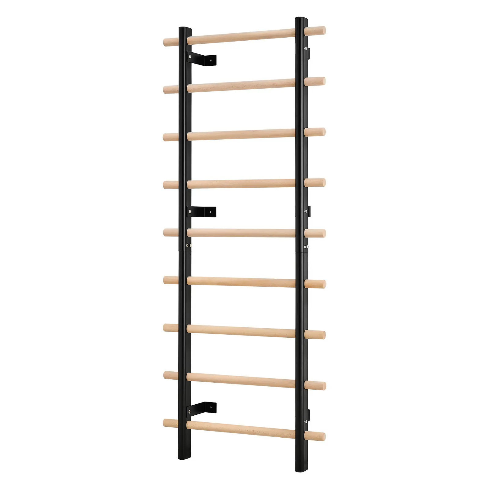 VEVOR Swedish Ladder Wall Gym,  9-Level Swedish Ladder Suspension Trainer, 330LBS Loading Solid Wood + Carbon Steel Gymnastics Stall Bars for Adult, Compatible with 3.15" x 3.15" Power Rack Accessories