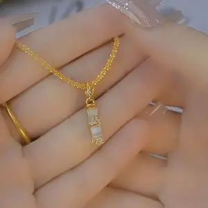 LisiZen Bamboo Pendant Necklace for Women, Chic INS Style Minimalist Jewelry, Luxury Fashion Collarbone Chain Gift DZXL3257 Daily Wear Elegant