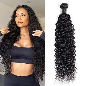 Human Hair Bundles Water Wave 30 Inch, Premium Deep Wave Bundles Human Hair 1 Bundle, Unprocessed Brazilian Virgin Curly Wet and Wavy Human Hair Bundles, Weave Bundles Natural Color