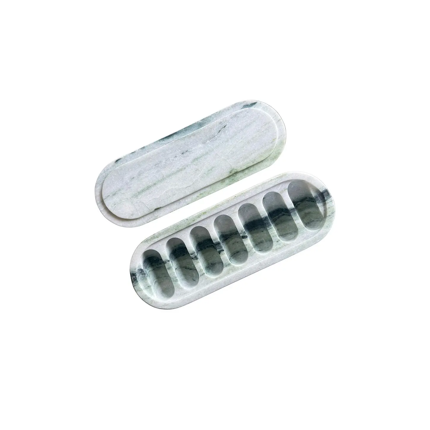 Lauren Elizabeth X Revolve Green Jade Marble Pill Box, Natural Stone Pill Dispenser with Jade Marble Beauty Design, Ideal for Decor, Kitchen Counter & Vanity Use