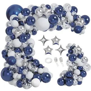 151Pcs Navy Blue Silver Balloons Garland Arch Kit For Graduation Class Of 2024 Prom Eve Birthday Wedding Retirement Party New Years Decorations