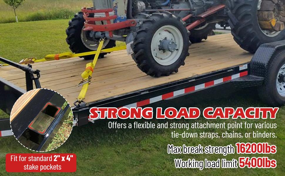 16200lbs Trailer Stake Pocket D Ring Tie Downs 6 Pack for Flatbed Trucks Trailers 1/2" Hitch Pin Standard 2" x 4" Stake Pockets Secure Anchors