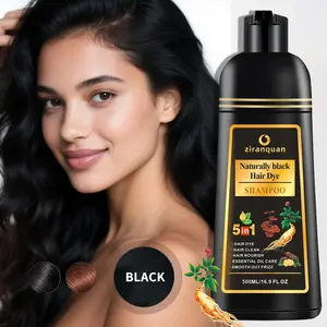 Natural Black 5-in-1 Dye Shampoo | He Shou Wu & Aloe | Ammonia-Paraben-Free | 30-Min Quick Dye | Beard & Hair Dual Use | 500ml Haircare hair dye