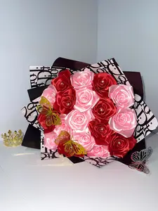 Prestige Edition Eternal Satin Rose Bouquet – Pink & Red (18-rose)