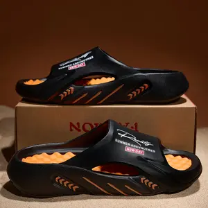 Unisex Slip-On Slippers, Men's Sports Slide Sandals, Durable, Breathable, Soft & Elastic, Cooling Beach Slippers, Couple Style For Summer Holiday eva one-piece molding Black slides for men platform slippers