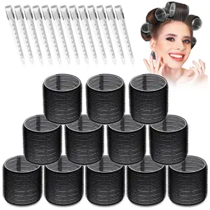 Large Hair Rollers Set – 24 Pcs: 12 Jumbo Rollers + 12 Clips, for Long Thick Hair, Create Big Voluminous Curls – Heatless Overnight Style