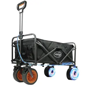 Veargo Electric Utility Garden Camping Folding Wagon - 12.6V 2.5Ah Battery Manual or Electric - 150 lbs Capacity - Durable Steel Frame - Versatile for Camping & Gardening