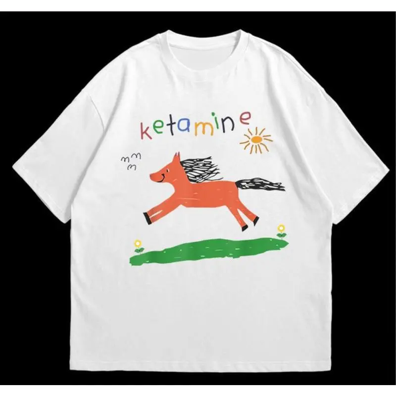Ketamine Pony Nurse Meme T-Shirt Cotton Menswear Streetwear Adult Unisex T-Shirt Golf Gift T-Shirt For Men And Women