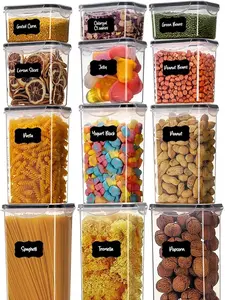12 Pack Airtight Food Storage Containers with Lids-Plastic Pantry Storage Containers-100% Leakproof Reusable Organizer, BPA Free Clear Canisters for Cereal, Sugar, Rice, Pasta, and Flour