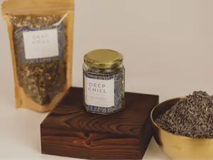 Deep Chill Herbal Tea Blend with Chamomile, Lavender & Ashwagandha for Calming - Smooth Floral Calm with Earthiness