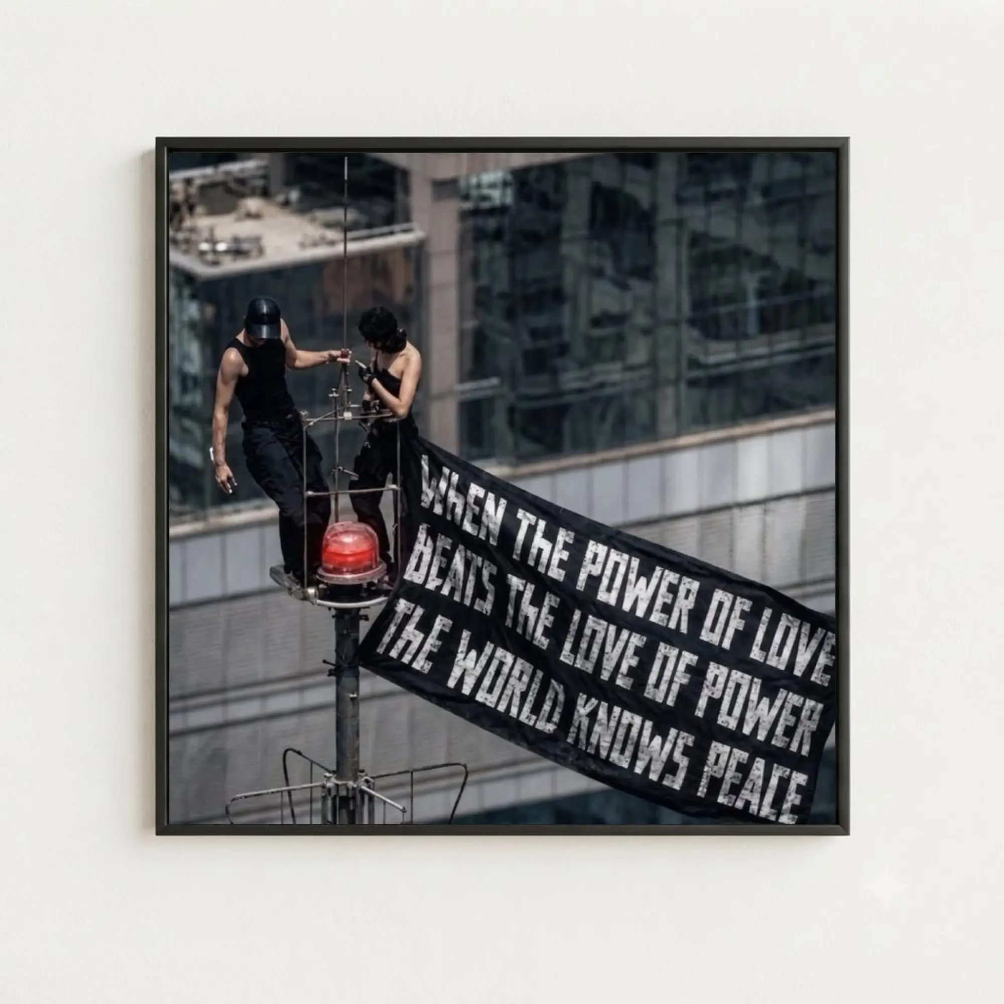 [NO FRAME] Empire State Building Inspired Wall Art, Power of Love Quote Poster, NYC Skyline Modern Home Decor