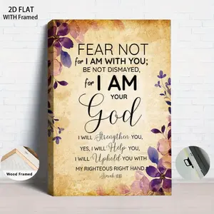 1PCS With Framed Christian Decor Isaiah 41:10 Bible Verse Framed Canvas Wall Art Religious Home Decoration for Living Room Bedroom Entryway Study Office Modern Minimalist Christian Gift Jesus Faith Wa