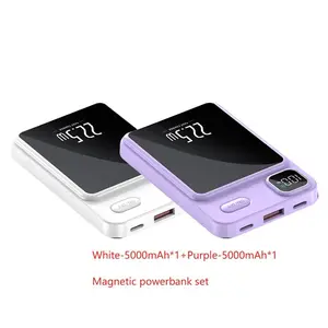 Portable Magnetic Mini Power Bank, 5000mAh 15W Fast Charging Power Bank, LED Digital Display Power Bank for Outdoor Travel & Emergency, Valentine's Day Gift