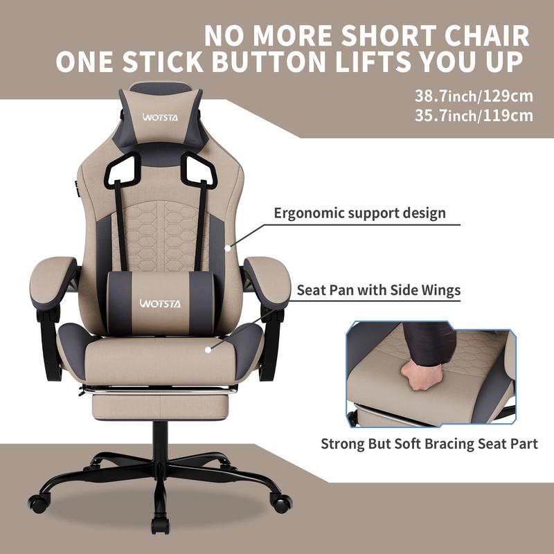 SUIKDA Gaming Chair,Ergonomic Gaming Chair High Back Office Chair with Lumbar Support and Adjustable Armrests 360° Swivel Racing Chair