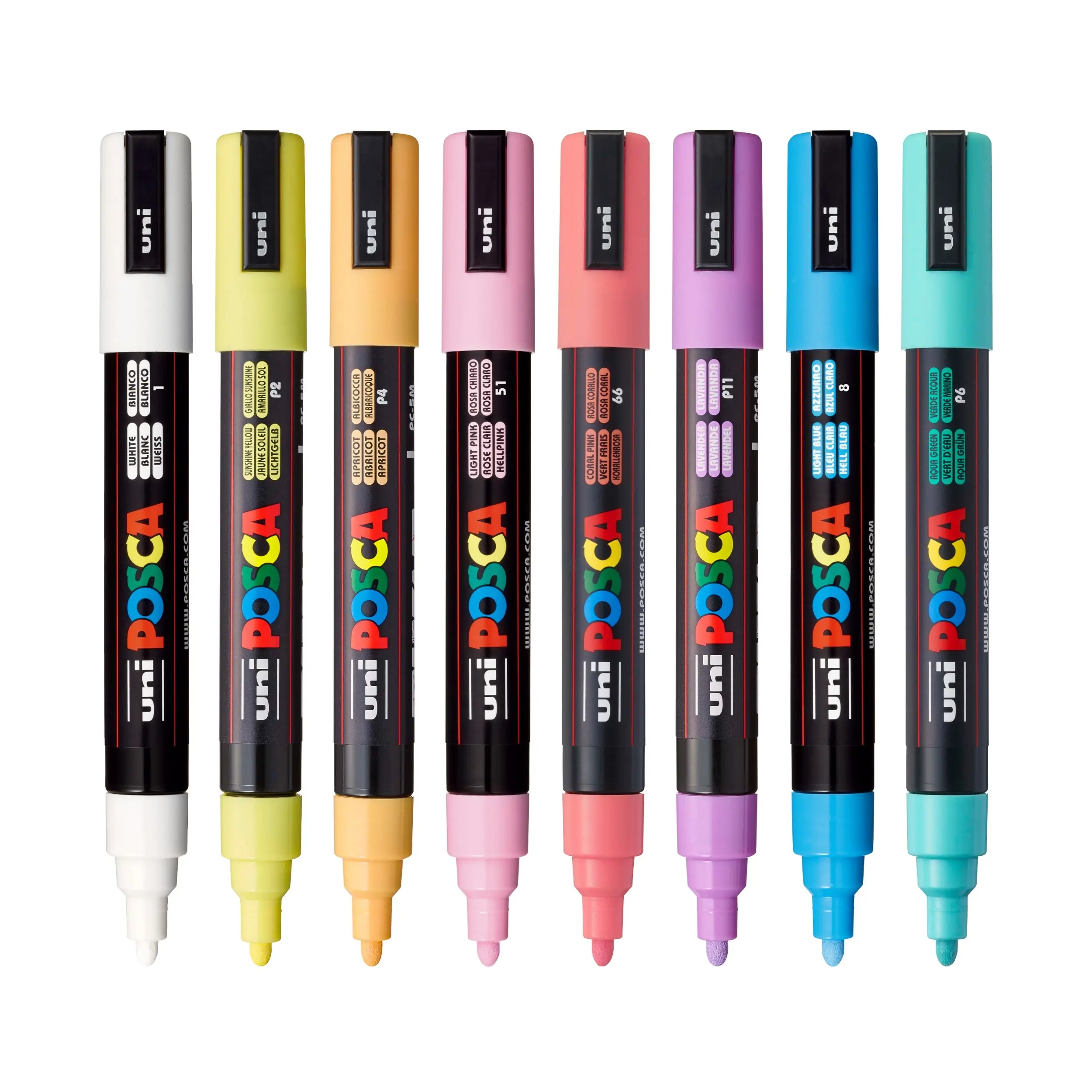 POSCA® PC-5M Water-Based Paint Markers, Medium Reversible Tip (1.8–2.5 mm), 8 Count Soft Tone Colors