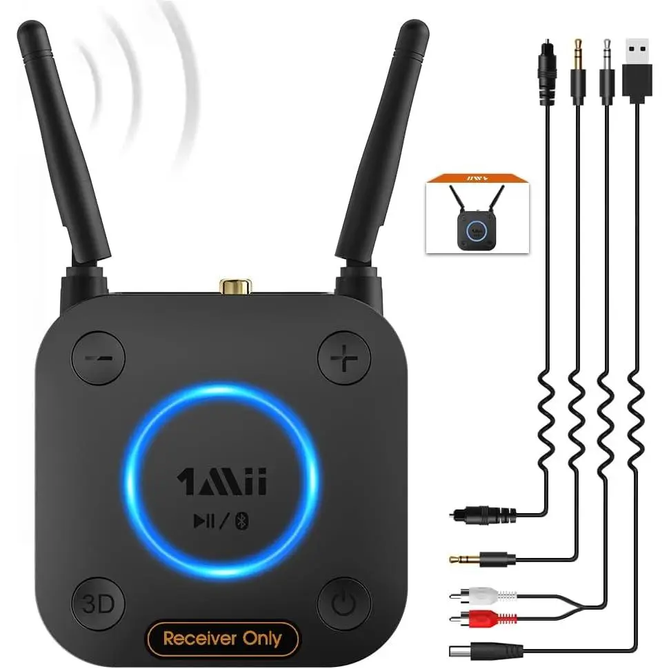 [Upgraded]  B06Pro Long Range  Receiver, HiFi  Audio Adapter,  5.1 Receiver with  Surround aptX  Low Latency Optical RCA AUX 3.5mm Coaxial for  Stereo System