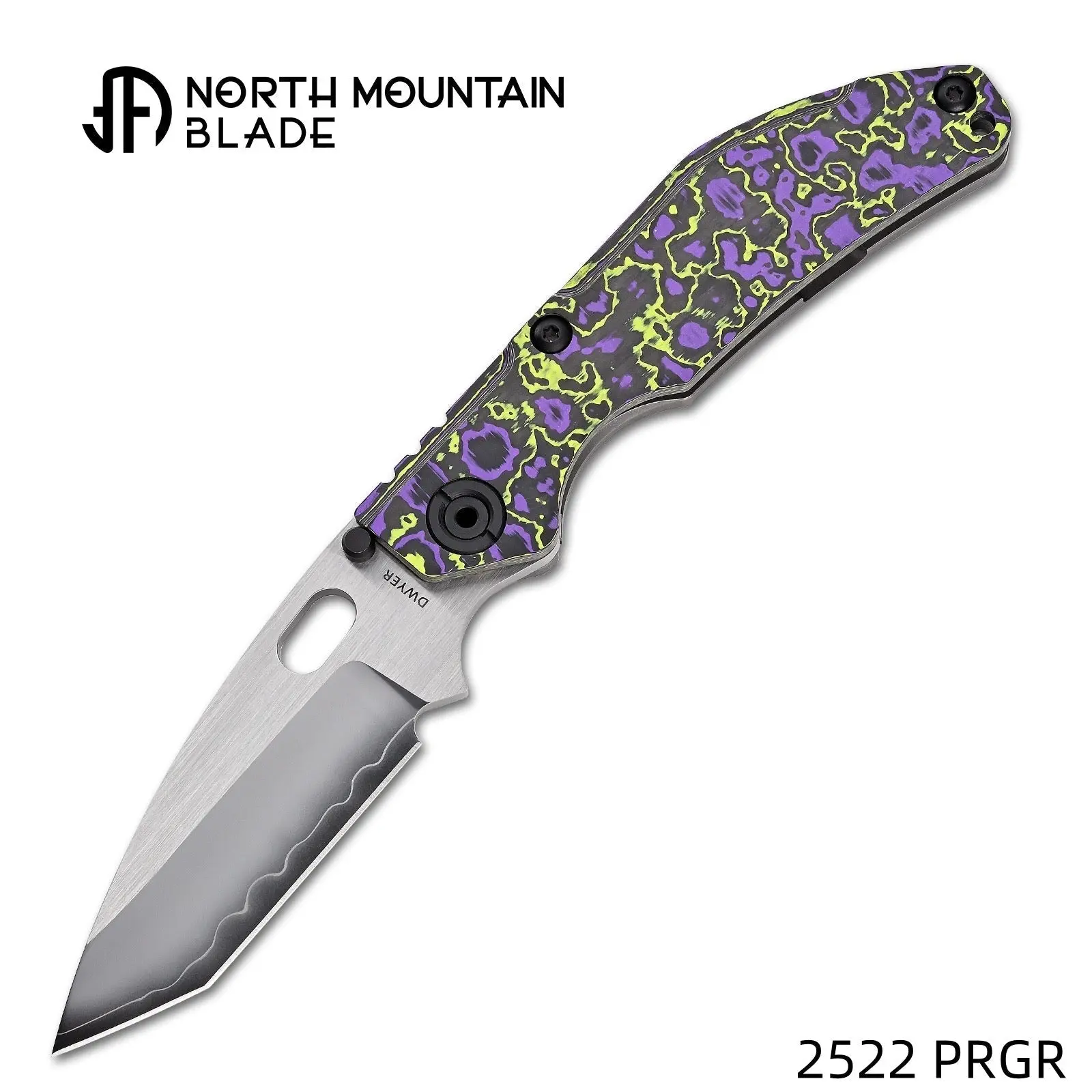 North Mountain Blade 3.54" SLD-Magic Tanto Folding Knife - Purple & Yellow - BBNM 2522-PRGR | Ceramic Carbon Fiber Titanium Handle EDC Pocket Knife with Clip - Lightweight Portable Knife for Outdoor & Everyday Carry